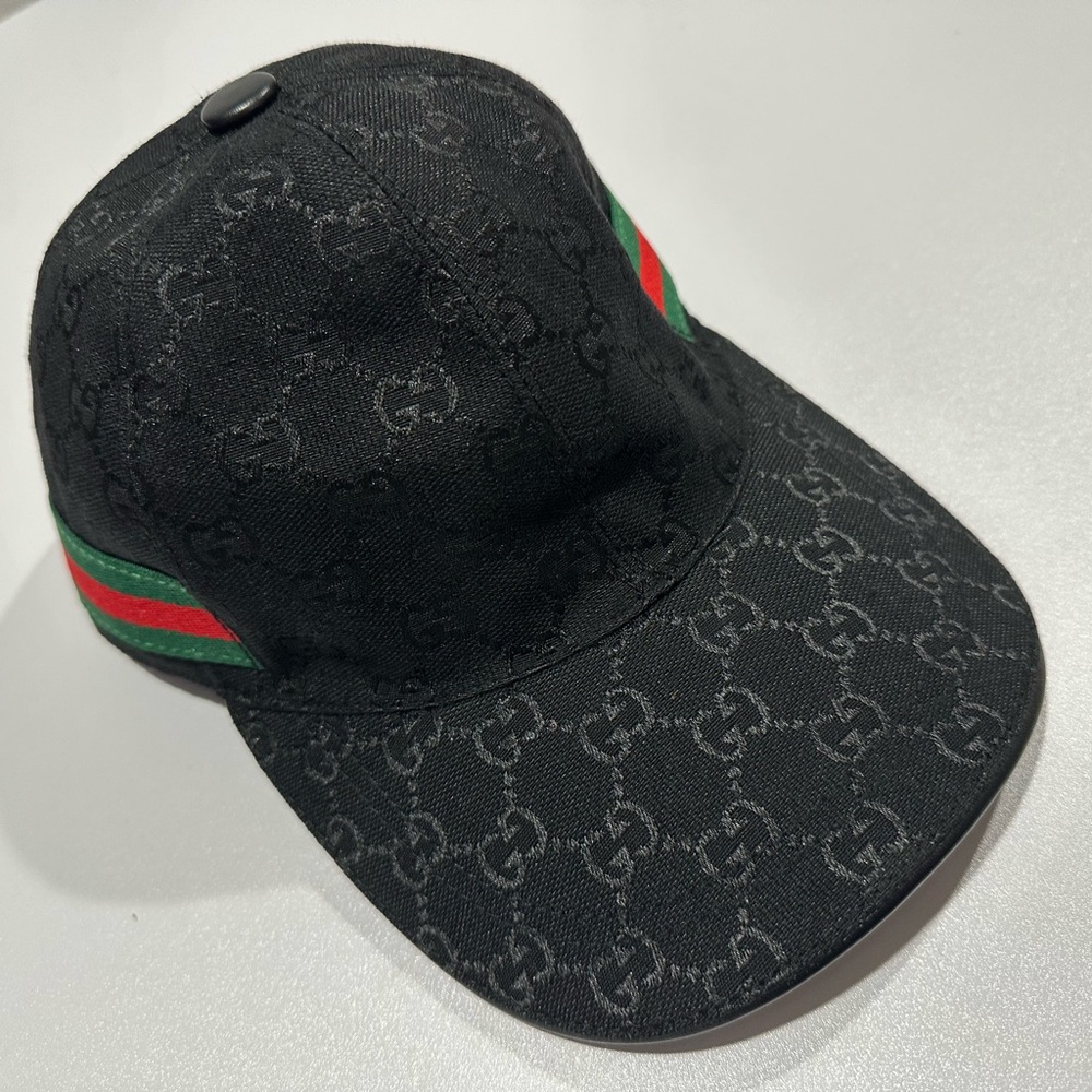 Gucci Hat Iconic Black GG Pattern Designer Cap